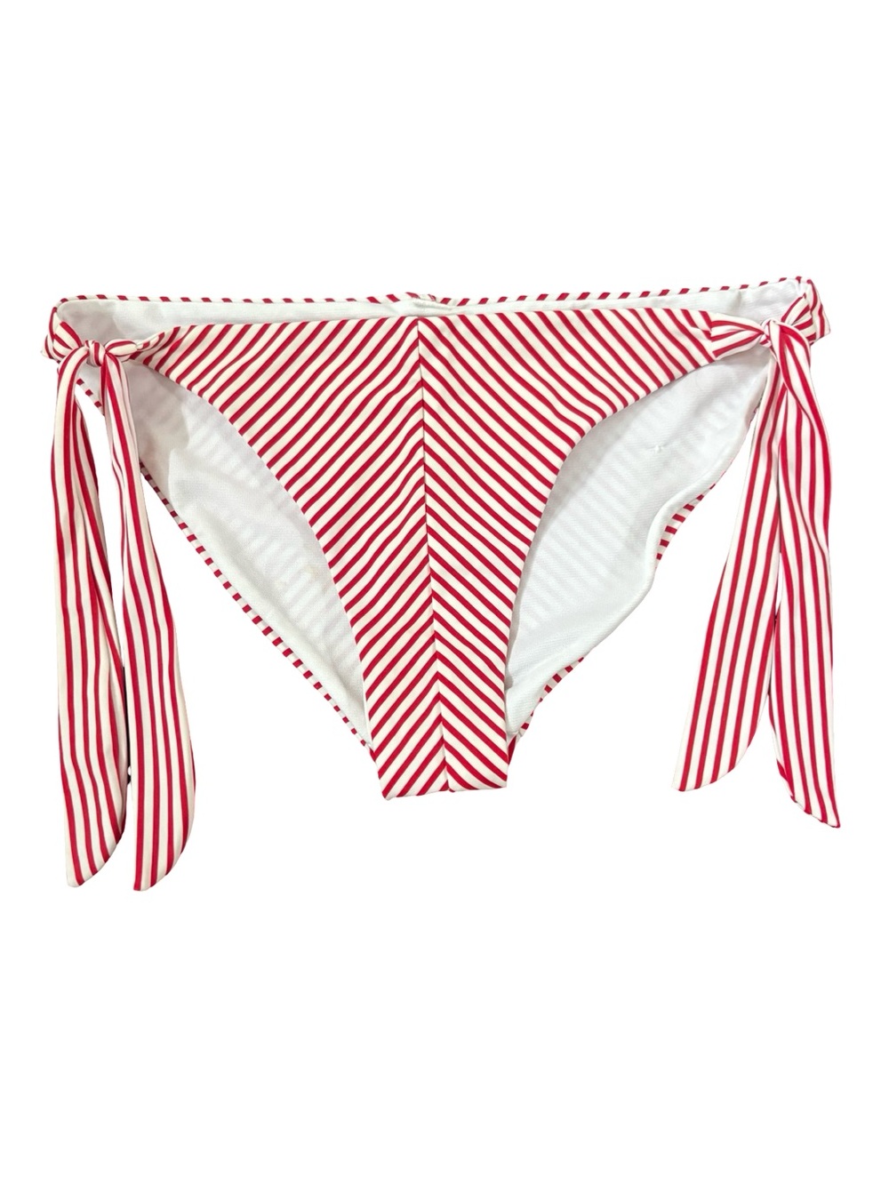 aerie Red & White Striped Tie-Side Bikini Bottom Size M